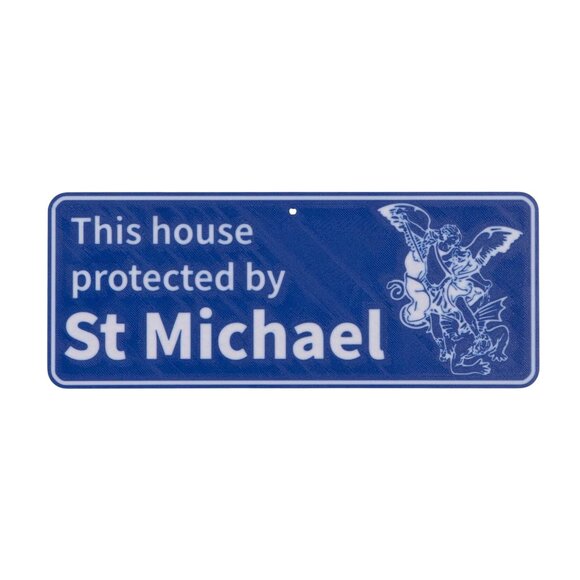 The House Protected By St Michael Security Sign Archangel Catholic Guardian Prot - Picture 1 of 3